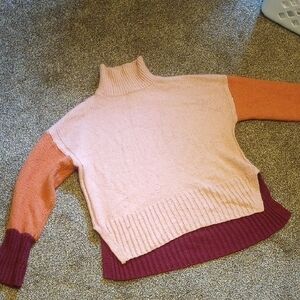 Colorblock Turtleneck Sweater